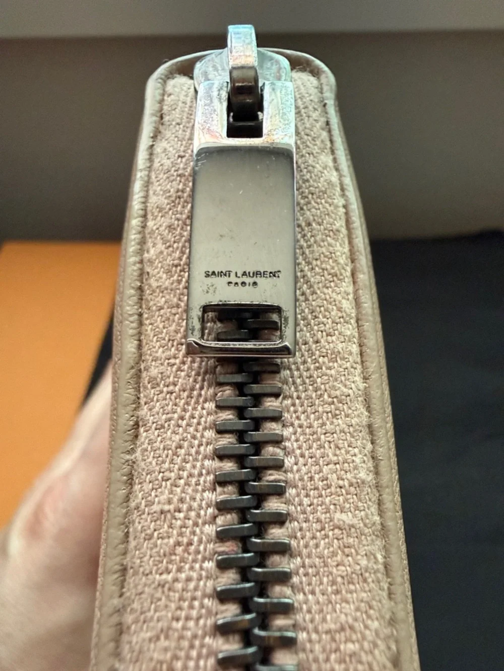 Yves Saint Laurent Quilted Zip Wallet in Light Taupe - Picture 2 of 10